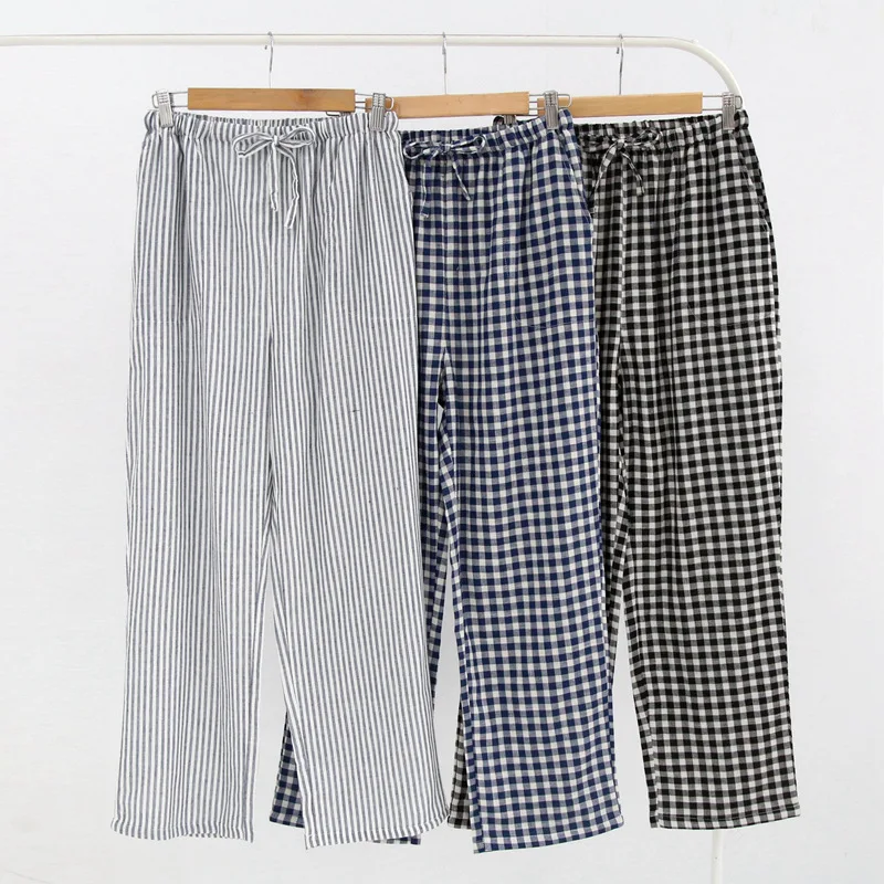 Мужские и женские хлопковые домашние пижамные штаны, хлопковые клетчатые штаны для сна, штаны для сна размера плюс, одежда для сна для отдыха