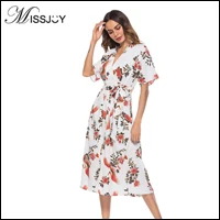 MISSJOY-Fashionable-dress-Women-2018-Half-Sleeve-Sexy-V-Neck-Backless-crane-flower-Printed-Party-Midi