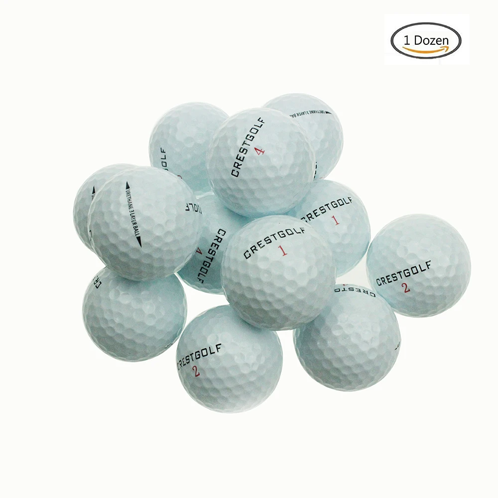 

CRESTGOLF 12pcs/lot Three Piece Golf Ball Professional Golf Standard Tournament Ball Free Send 10 Golf Tees & a Drawstring Pouch