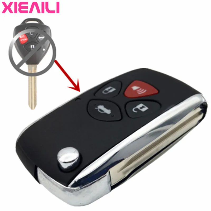 

XIEAILI 10Pcs 4Button Modified Flip Folding Remote Key Case Shell For Toyota Wish/Camry/Alphard/Hilux Key Fob Case S20