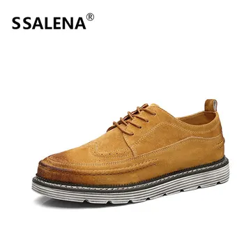 

Men Vintage Leather Brogue Shoes Men Lace Up Formal Business Shoes Male Sewing Comfortable Flat Casual Shoes AA60807
