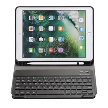 Hmsunrise Съемный беспроводной Bluetooth клавиатура чехол для apple ipad 9,7 2017 планшет A1822 A1823 карандаш держатель сенсорная ручка для хранения