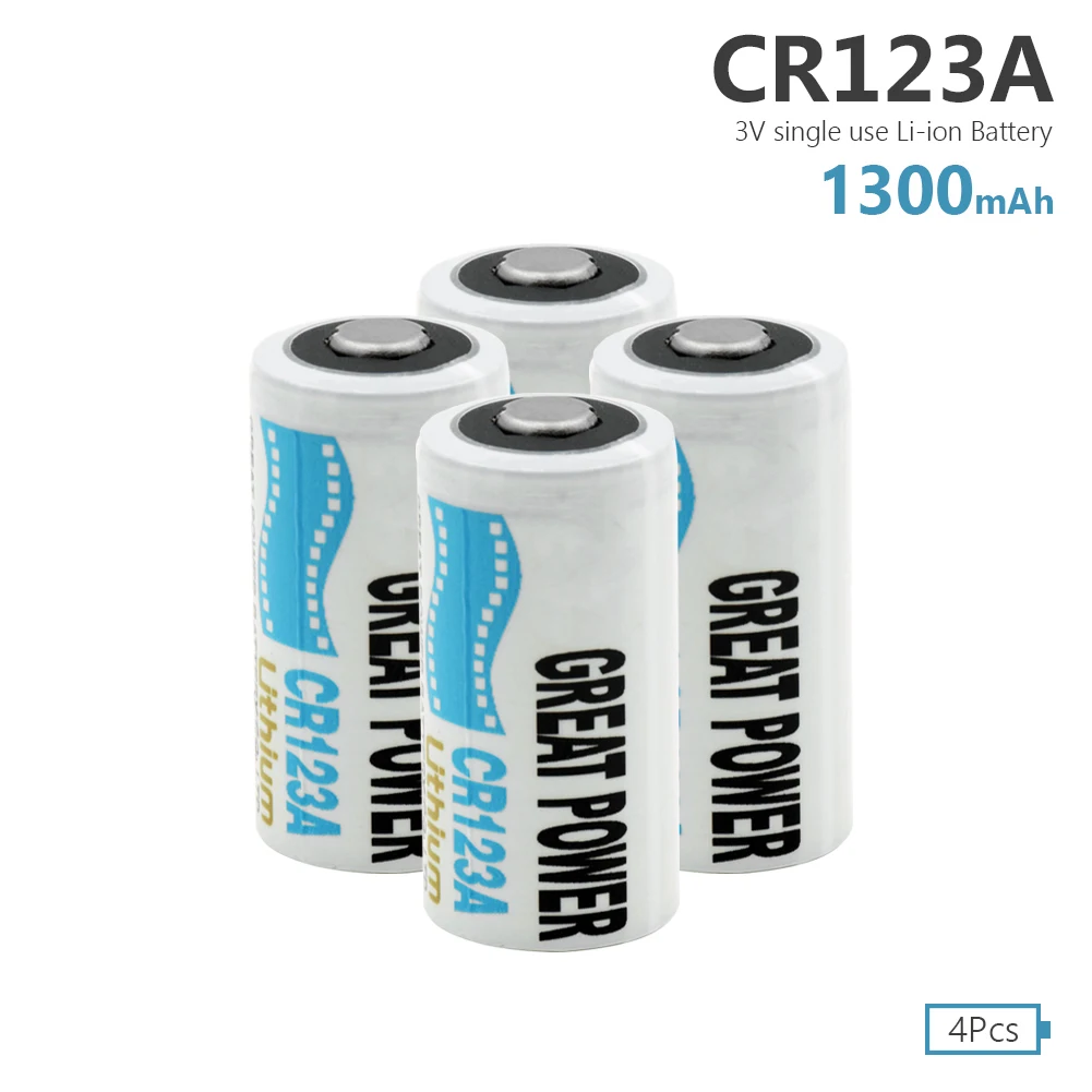 4 шт. 3 в CR123A 1300 мАч LiMnO2 батареи SF123A EL123AP CR17335 для беспроводной системы безопасности весы измерительный инструмент