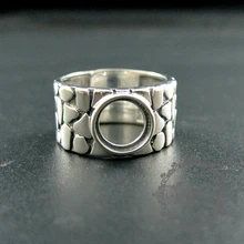 8mm ronda bisel bandeja 17.5mm de diámetro 925 de plata esterlina sólida plata antiqued ajustable anillo de suministros de BRICOLAJE hallazgos 1213034