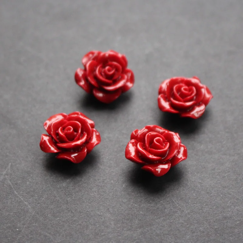 

10Pieces 12mm 15mm Red Color Camelia Coral beads Synthic Coral flower beads Cabochon for Jewelry making