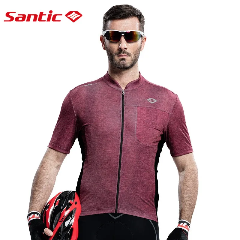 

Santic Men Cycling Jersey Short Sleeve Pro-Fit Breathable High Tech Fabric Fast Dry UV-proof Antiskid Hem Downhill Mtb Jersey