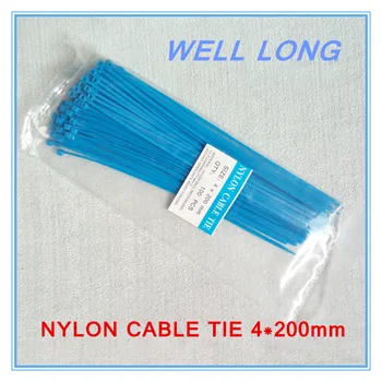 

500pcs/lot 4*200mm 9# Blue Self-Locking Nylon Wire Cable Zip Ties, Cable Ties.