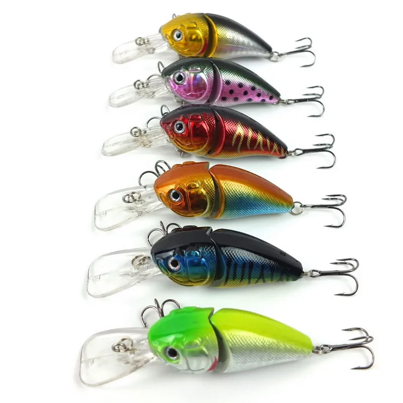 6pcs/set Fishing Lures Minnow Crank Bait 14G-8.5CM Hard Plastic 2 Sections Crankbait 6# Hook bait wobblers Fishing Tackle