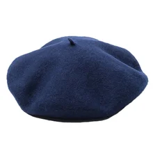 Douchow мужской женский французский стильный берет, шапка для девочек, шерсть, одноцветная, черный, темно-синий, черно-зеленый, плоская шляпа