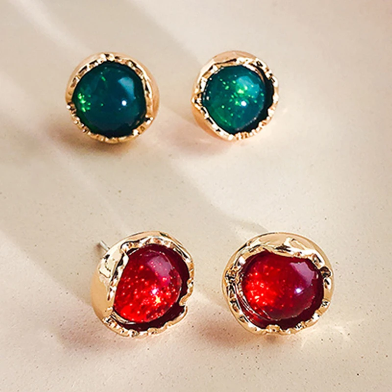 

Fashion Jelly Button Stud Earrings Simple Temperament Lady Crystal Earrings For Women Trendy Jewelry Gifts FSPES345