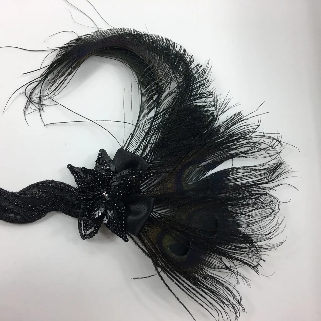 Tribal Style Flapper Headpiece Roaring 20s Feather Headband Gatsby Peacock Feather Headband Headwear Accessory 