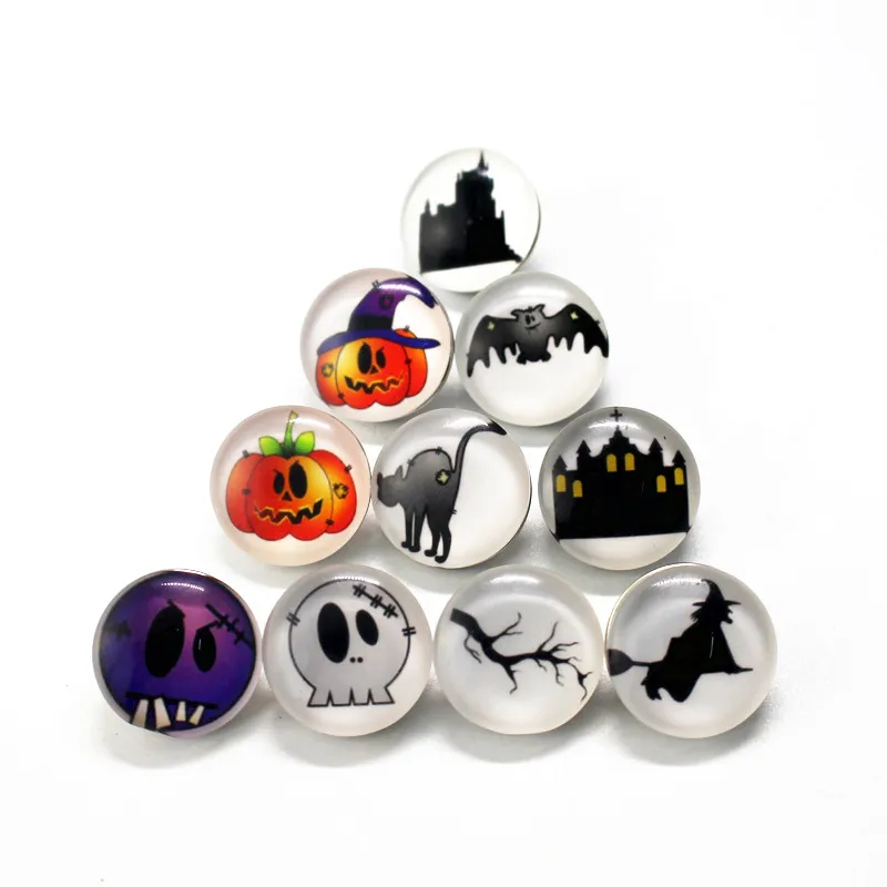 

20pcs/lot Halloween Seris Printing Pattern Snap Button Fit 18mm Glass Snap Bracelets Necklace Jewelry