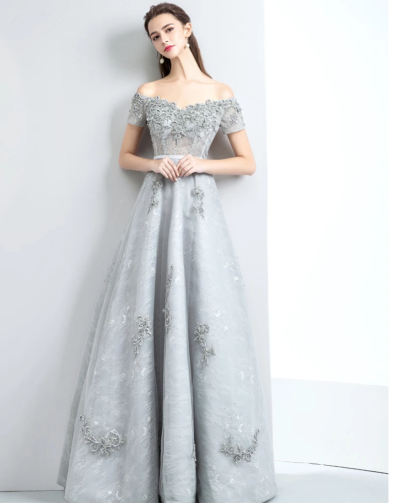 Light Gray Lace Wedding Dress Carley Connellan