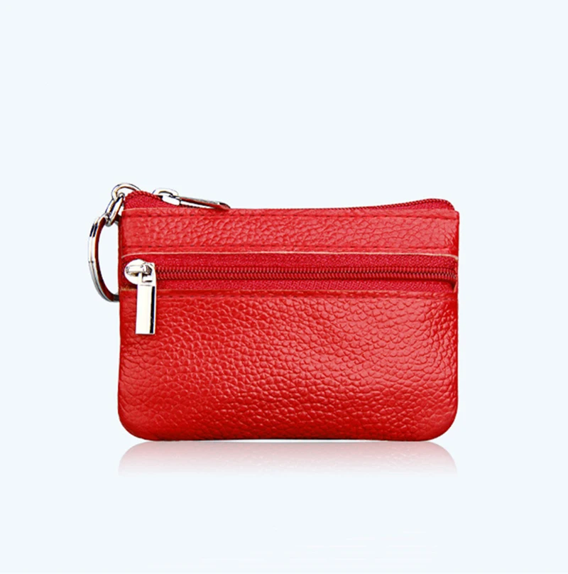 

Artmi Lady Genuine Leather Change Wallet RFID Blocking Zipper Change Purse Coin Wallet with Key Ring