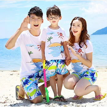 

2018 summer new family matching outfit family clothing set family look family matching clothes for seaside Holidaies