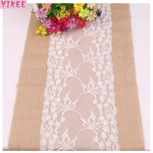 

30x275cm vintage lace and jute table runner, for wedding decoration,burlap table runner