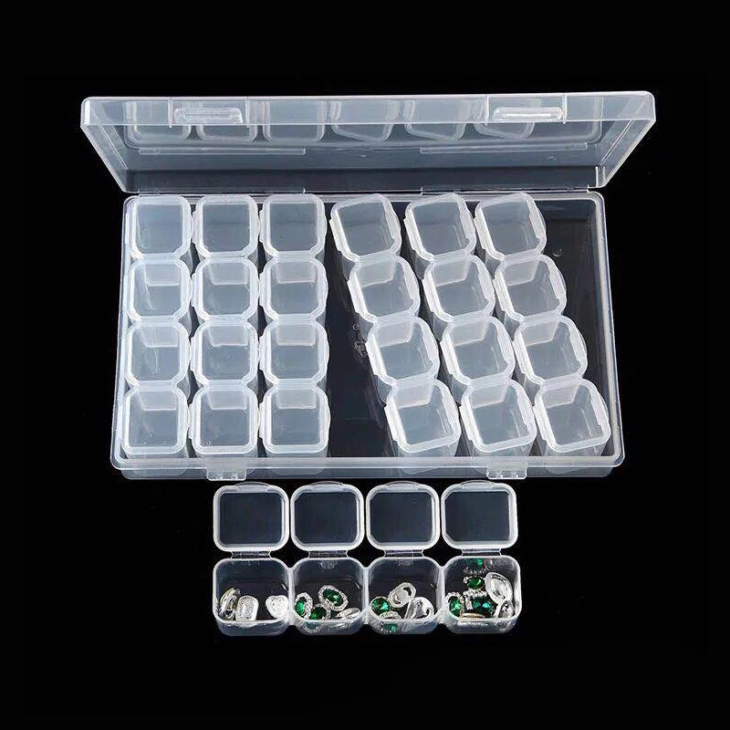 

28 Grids Jewelry Storage Box Organizer For Pills Small Parts Diamond Embroidery Accessory Storage Boxes DIY Art Craft