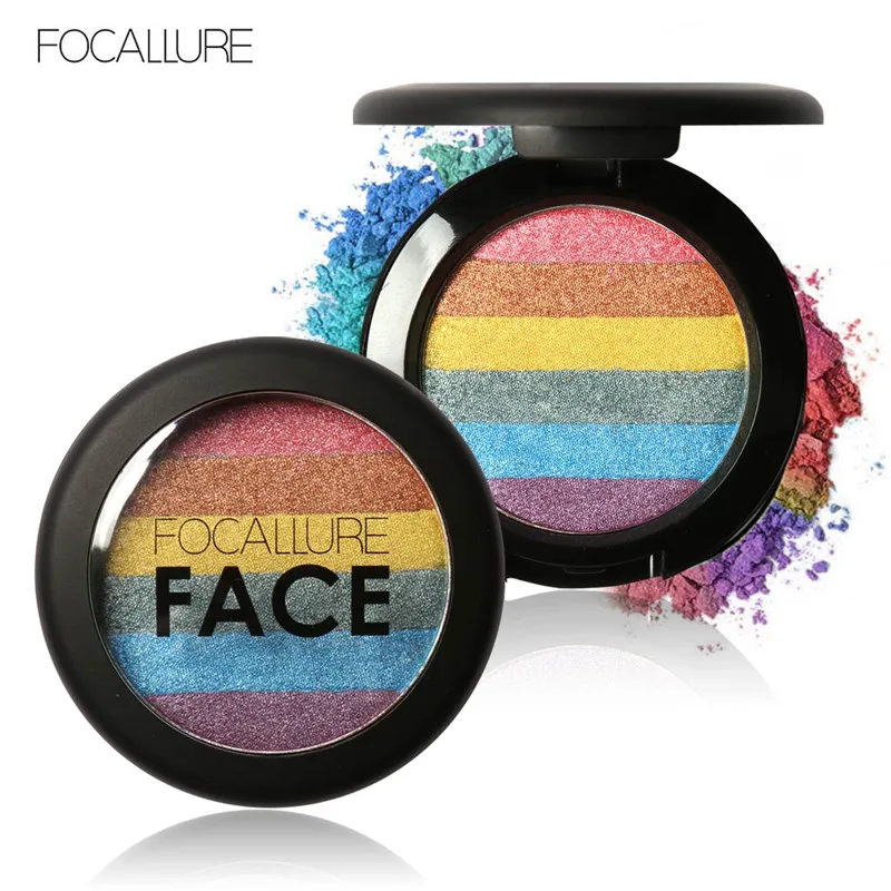 

FOCALLURE New Rainbow Highlighter Makeup Palette Cosmetic Blusher Shimmer Powder Contour Eyeshadow Face Changing Highlight