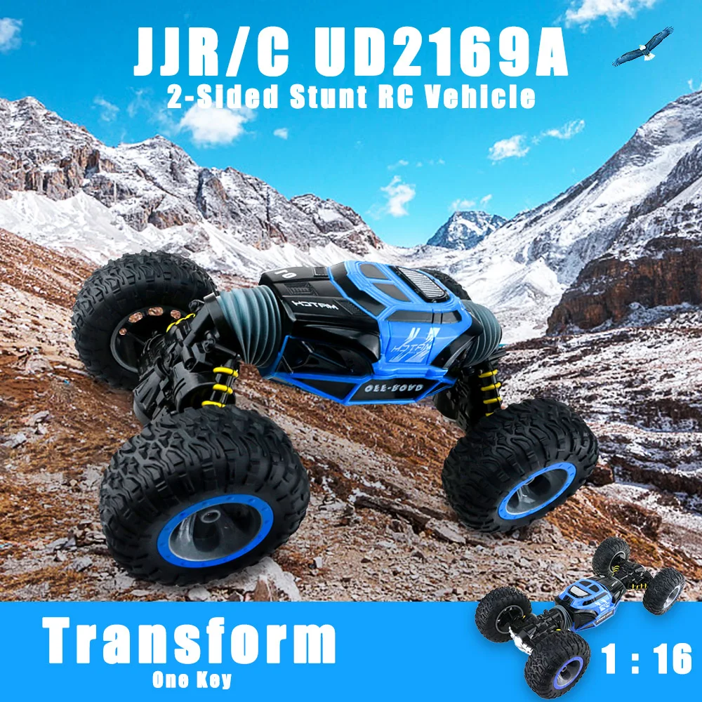 

JJR/C RC Car 8km/h UD2169A 2.4G 1:16 4WD Double Sided Stunt One Key Transform Vehicle Monster Rock Crawler Off-road RTR