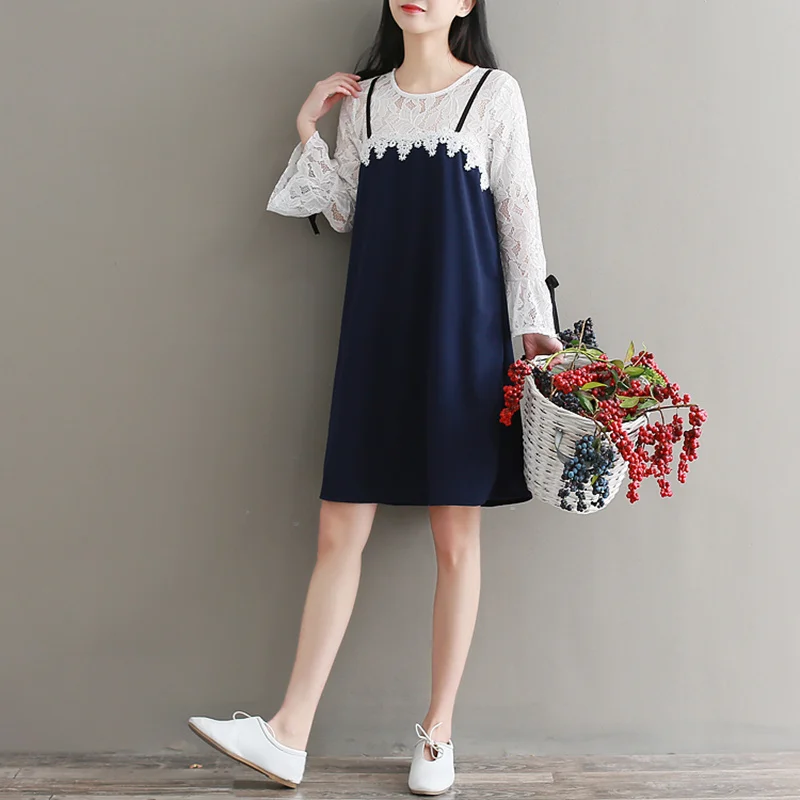 Spring New Japan Fashion Mori Girl Dress 2018 Literary Sweet Lace