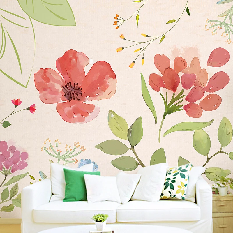 

Custom photo wallpaper Warm pastoral wallpaper floral watercolor bedroom living room TV backdrop wallpaper mural