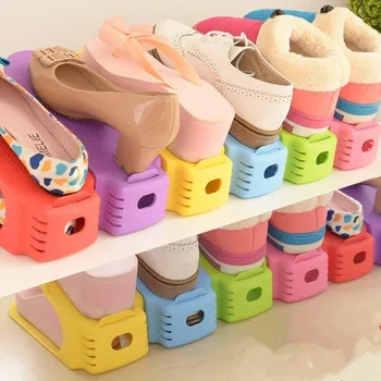 

Double Stereo Type Shoe Storage Racks Creative Simple Household Mini Shoe Cabinet reduce Space Plastic Shoes Rack Hot Sale