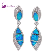 Яркие брендовые дизайнерские серьги с голубым опалом и белым кубическим цирконием, 925 пробы серебряные серьги для женщин, милые модные ювелирные изделия E058
