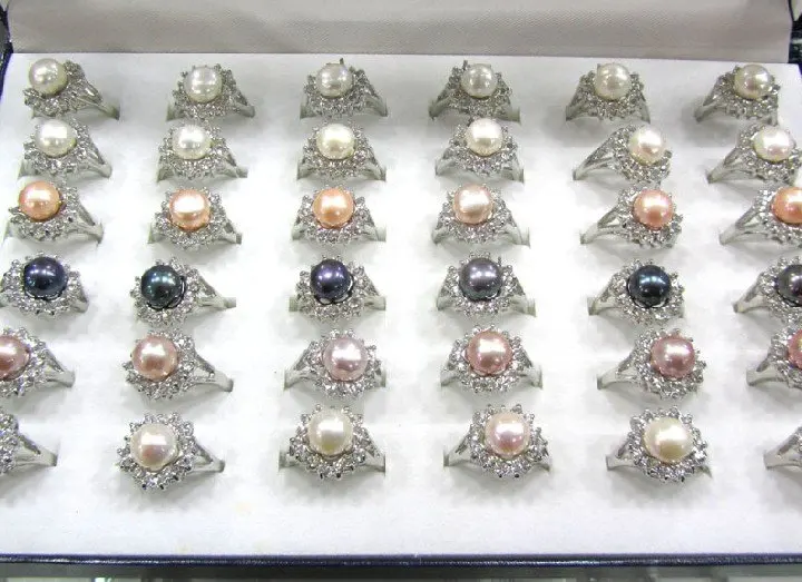 

MIX COLOR!!! Fashion Freshwater Pearl Ring Jewellery, Beautiful Finger Jewelry Party Accessory Gift 36pcs/lot+Free Shipping