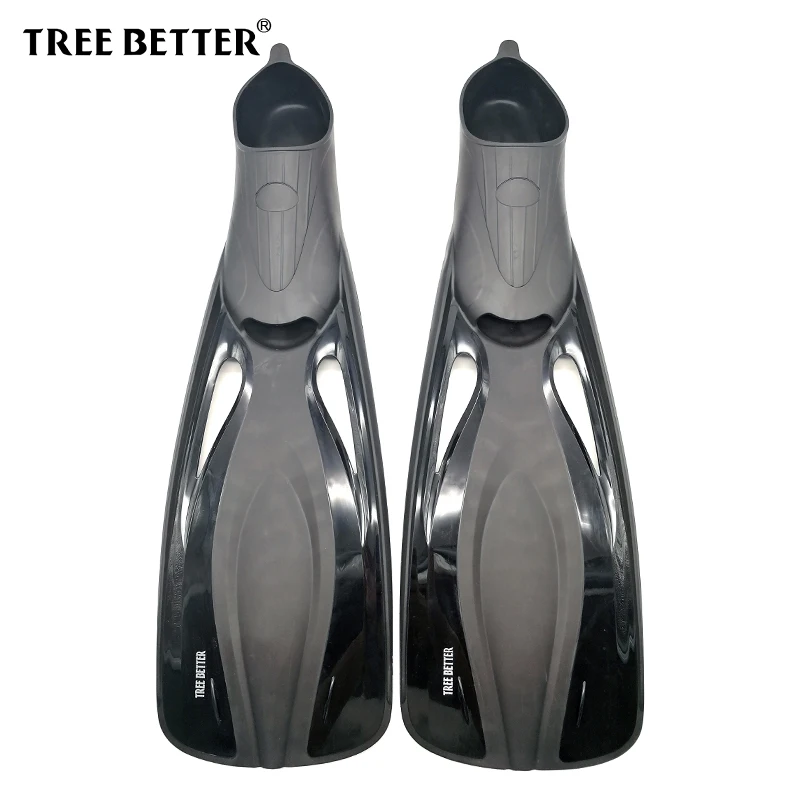 TREE mejor aletas de buceo para adultos profesional Snorkeling natación aletas larga Flexible aletas sumergibles Zapatos negro 36 a 48 - 1