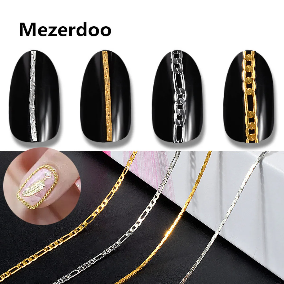 

Premium Gold Silver Nail Thin Chain Flat Design for Gems Fashion Nail Art Accessory Women Manicure Metallic Decorations Makeup