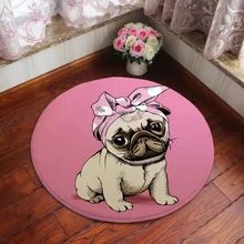 Розовый щенок права круглый ковер прикроватный гардеробный ковер для спальни компьютерный поворотный стул Колыбель коврик