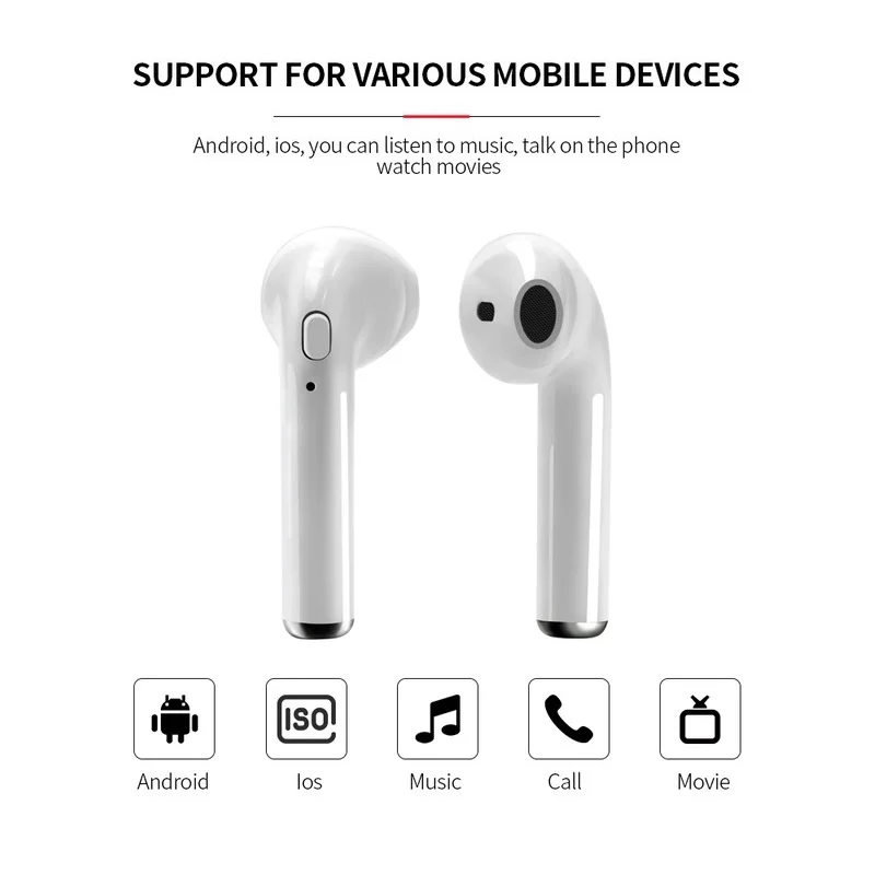 Беспроводные наушники i7s tws Bluetooth 5 0 бинауральная стереогарнитура спортивные