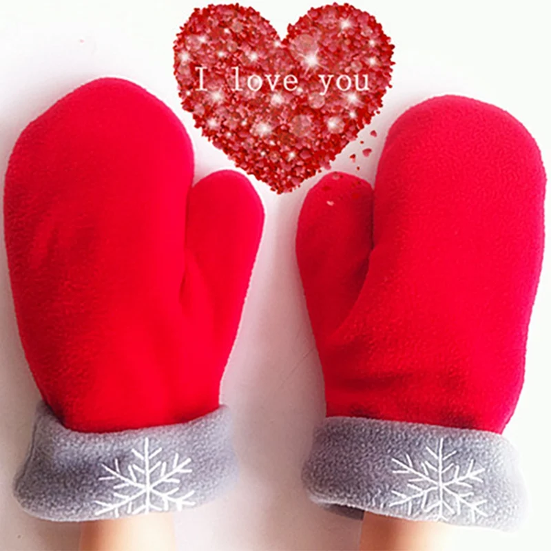 3 шт./компл., рождественские перчатки дл пар, флисовые перчатки для бега с теплой ручкой, двойная перчатка, утепленные Зимние перчатки для влюбленных