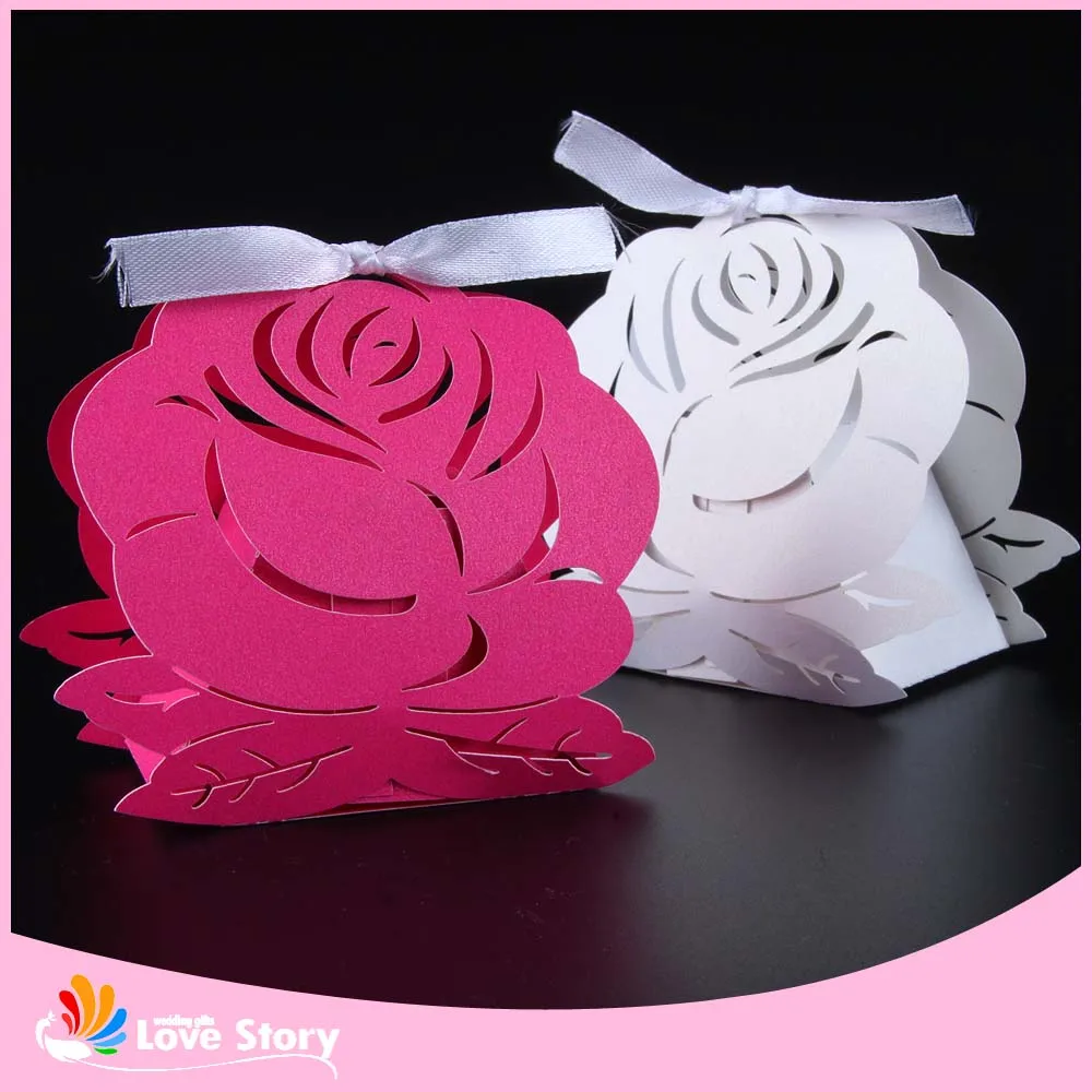 

50pcs flower Laser Cut wedding paper candy box party favors gift box wedding box decoration party supplies