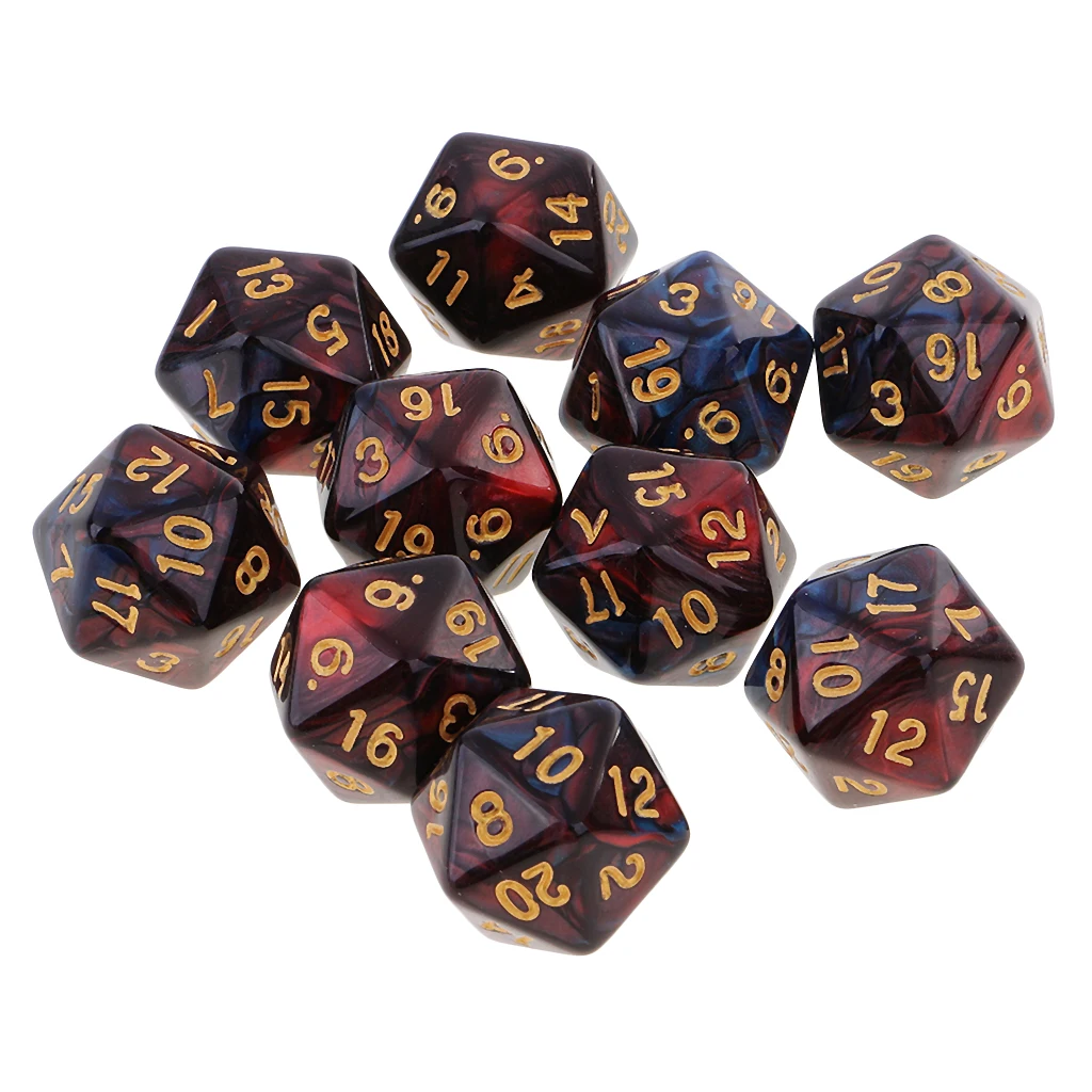 10pcs 20 Sided Dice D20 Polyhedral Dice for Dungeons and Dragons Game Role Playing Game High quality Red Blue