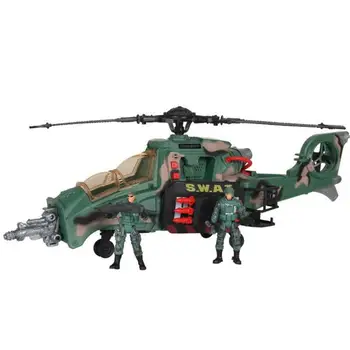 

Boy aircraft simulation pulley helicopter with music light weapon soldier accessories military model aircraft children toy gift