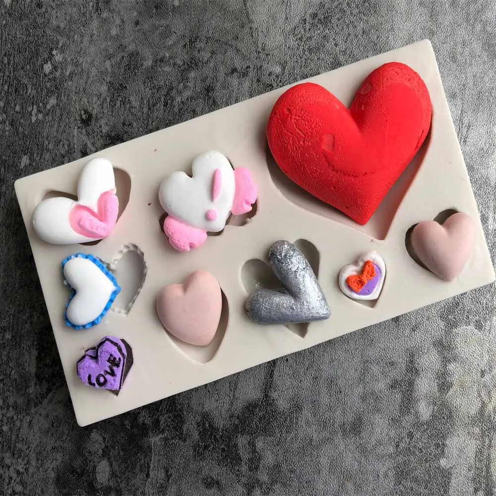 Different Style Heart Silicone Molds Wedding Cupcake Fondant Cake