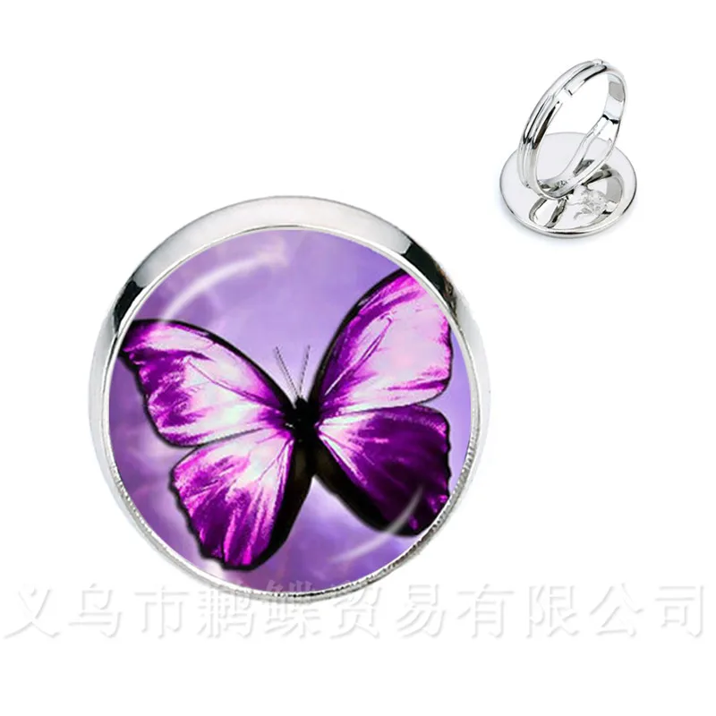 Новые красивые кольца с фиолетовой бабочкой искусственное изображение 16 мм