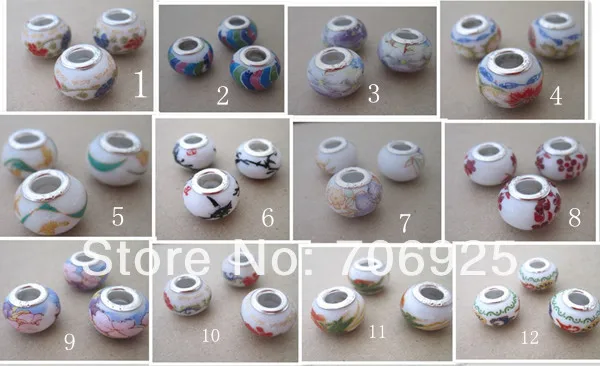

60pcs /lot Mixed color ( 60 color ) ceramic beads 9mmx13mm