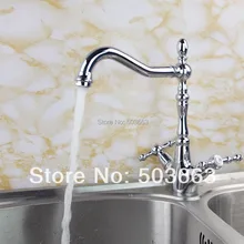 Модный шарнирный, хромированный латунный носик кухонного крана чаша умывальника, раковина с двумя ручками на бортике смеситель MF-451 смеситель кран