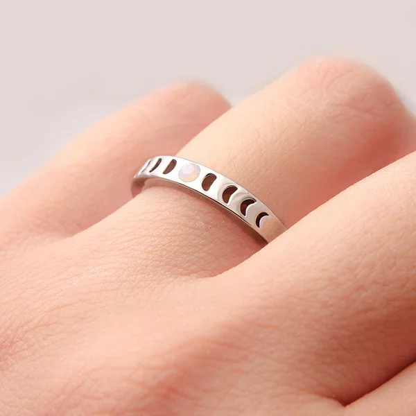 Винтажные кольца с фазой Луны изящное штабелированное кольцо для женщин ювелирные изделия подарок - Цвет основного камня: Белый
