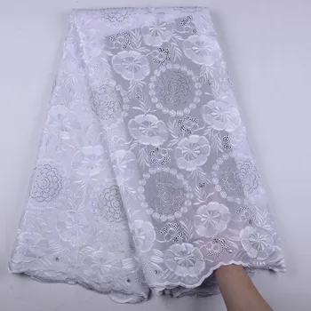 

White African Lace Fabrics Nigerian Cotton Lace Fabric With Stones For Dress High Quality Swiss Voile Lace In Switzerland Y1517