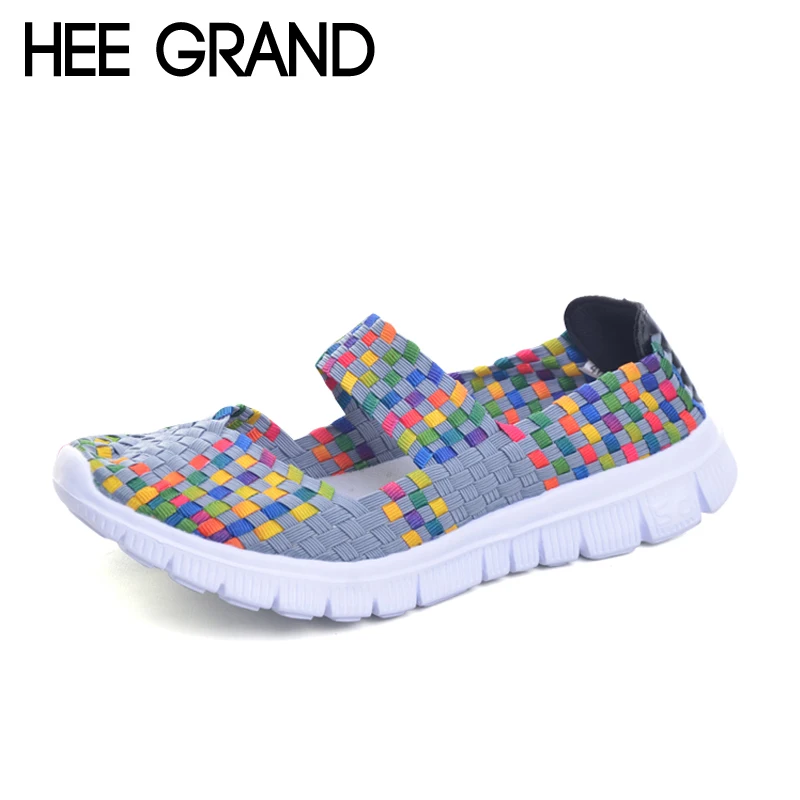 

HEE GRAND Casual Shoes Woman Summer Loafers 2017 New Slip On Flats Weave Creepers Comfort Women Sandals Plus Size 35-41 XWC1114