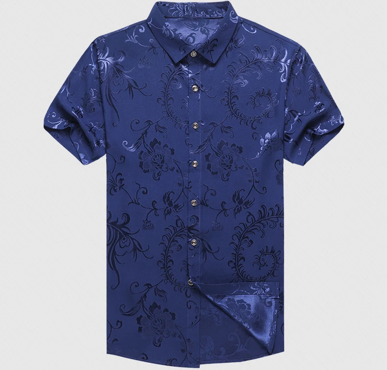 2019 брендовая Повседневная летняя обувь роскошные цветочные с коротким рукавом slim fit Мужчины рубашка уличной социальных рубашки мужские