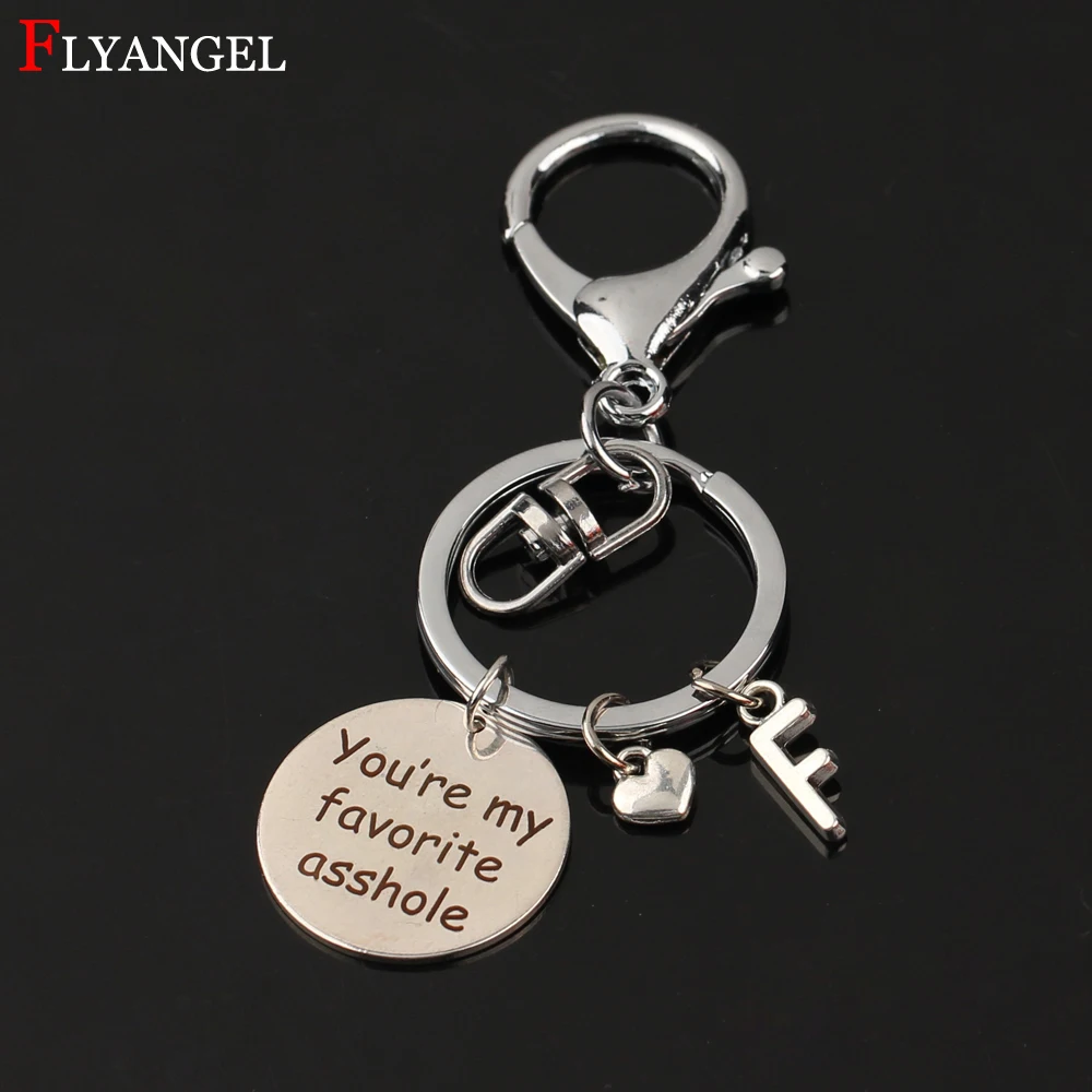 

A-Z Initial Letter Name Pendant Keyring You're my favorite asshole Men Women Husband Couples Gift Keychain Fashion Alloy Jewelry