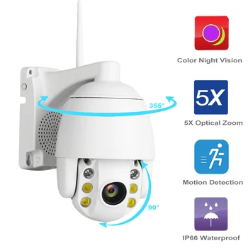

Mini 1080P Dome WIFI IP Camera 5X Optical Zoom Auto Focus 30m Motion Detection Full Color Night Vision Waterproof Two Way Audio
