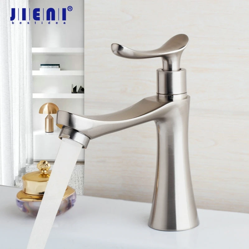 

Nickel Brushed Basin Sink Faucet Stream Bathroom Bathroom Sink Cold Taps Deck Mounted Single Hand Faucet Tap