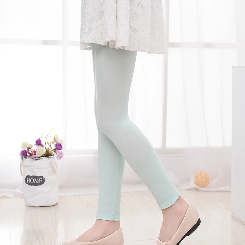 Girls Pants Kids Pants Girls Trousers Girl Pants Spring Summer Candy Color Girls Shiny Leggings Skinny Pants 3-14Y Children Kids Elastic Leggings Solid Color Trousers