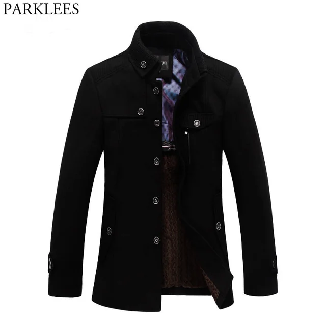 Mens Pea Coat Black Double Ted Wool Peacoat Slim Fit Winter Winter Long Trench Coat Men Clical Style Overcoat Slim Fit Double Ted Overcoats Clothes In Wool Blends From S Clothing Accessories On