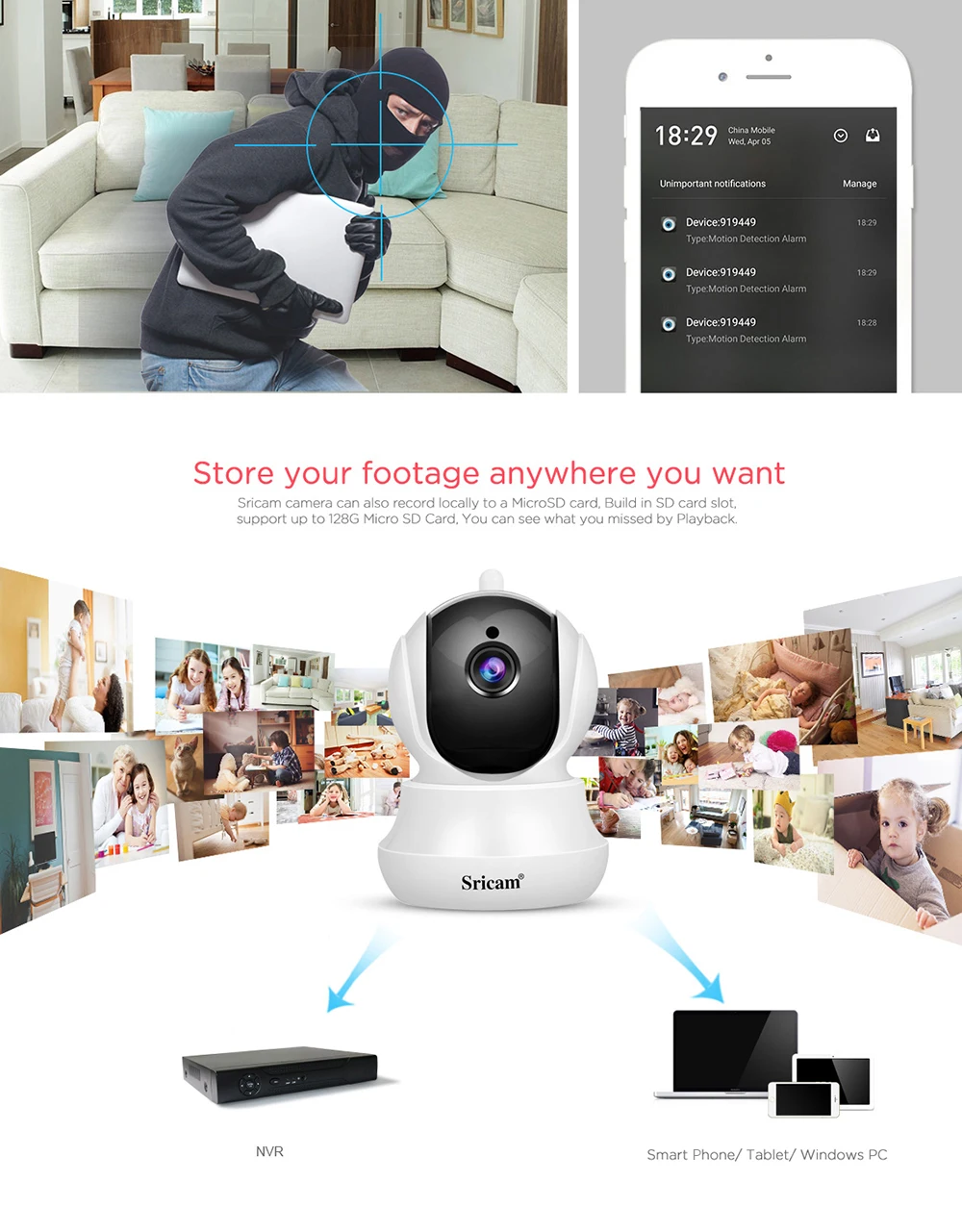 Sricam SP020 1080P IP Surveillance Camera Indoor Auto-tracking 